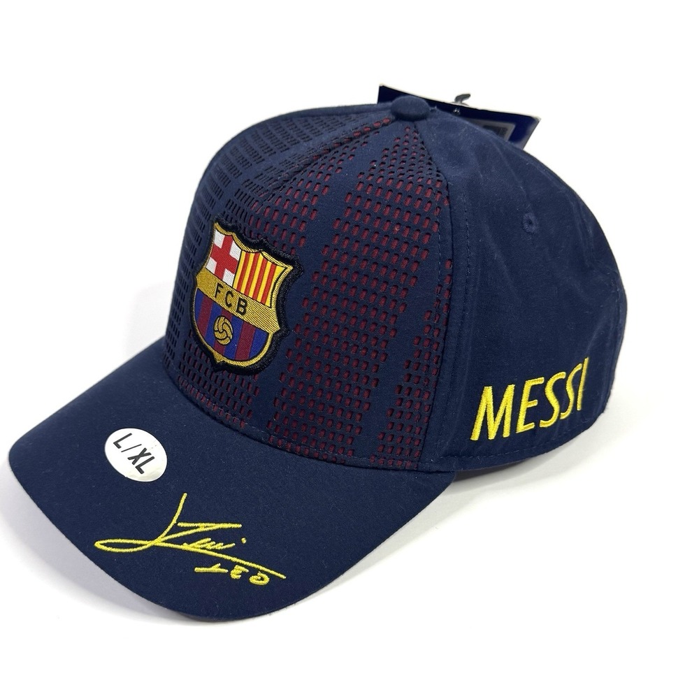 FCB Barcelona Leo Messi Hat Embroidered Soccer Futbol Cap #10 L/XL